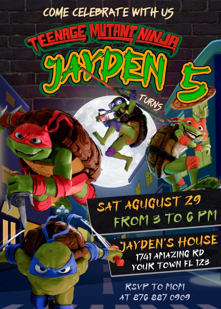 Teenage Mutant Ninja Turtles Mutant Mayhem Birthday Invitation