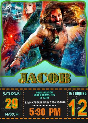 Aquaman Birthday Party Invitation