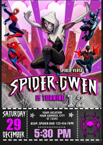 Spider-man Into the Spider-verse Girl Birthday Invitation