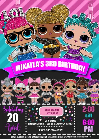 LOL Surprise Dolls Birthday Party Invitation 2