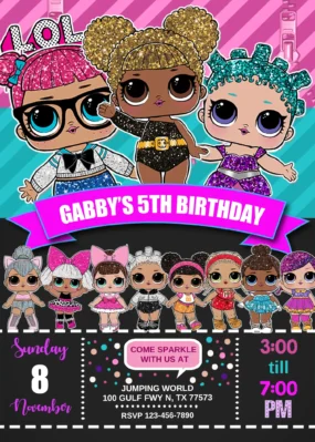 LOL Surprise Dolls Birthday Invite