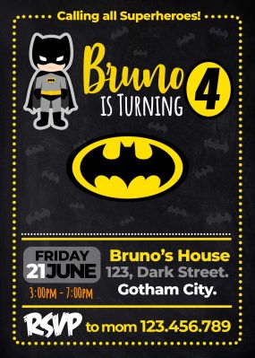 Batman Chibi Birthday Party Invitation