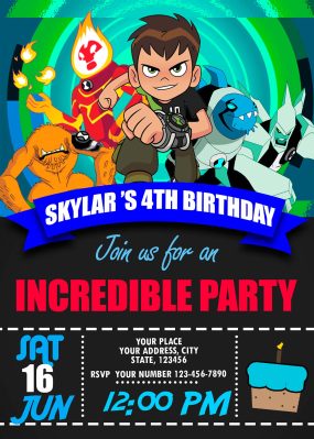 Ben 10 Birthday Party Invitation 3