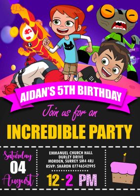 Ben 10 Birthday Party Invitation 4