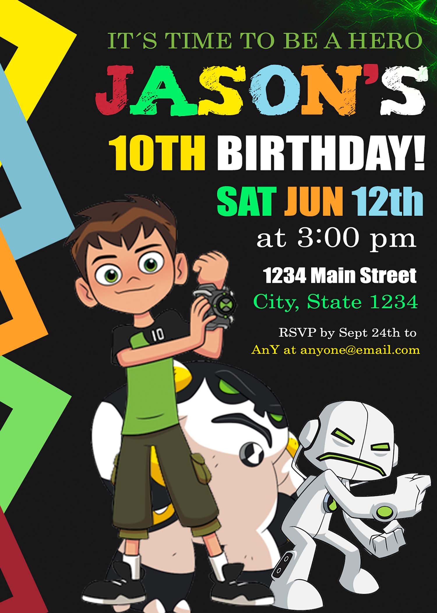 Ben 10 Birthday Party Invitation Incredible Invite