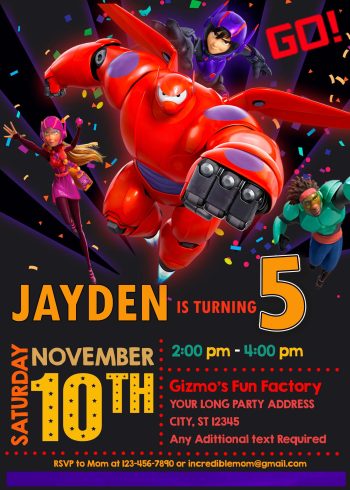 Big Hero 6 Birthday Party Invitation