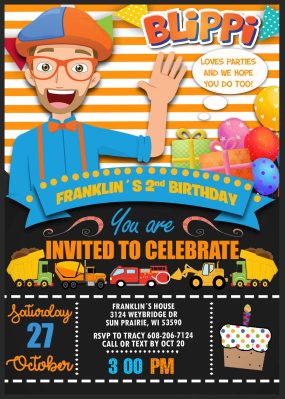 Blippi Birthday Party Invitation 2