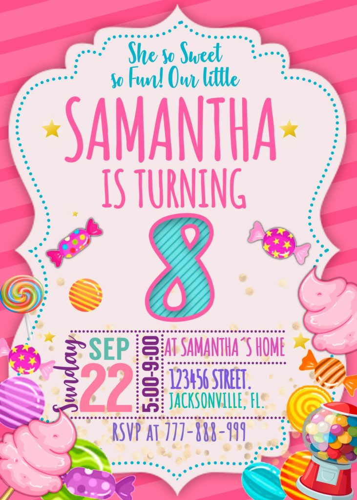 Candyland Birthday Invitation Sweet Invite