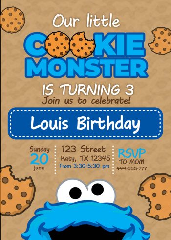 Cookie Monster Birthday Party Invitation