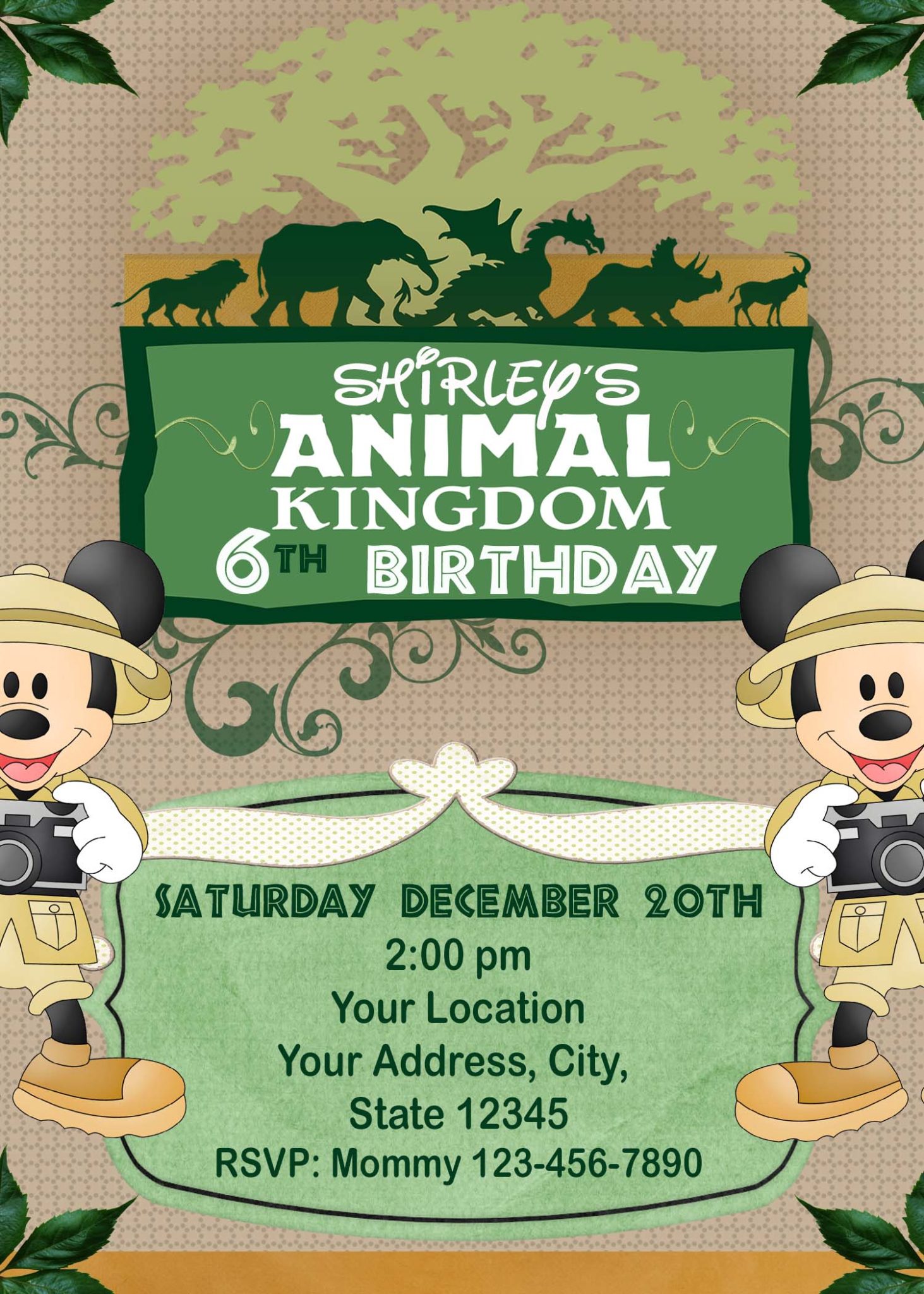 Disney's Animal Kingdom Birthday Party Invitation 2