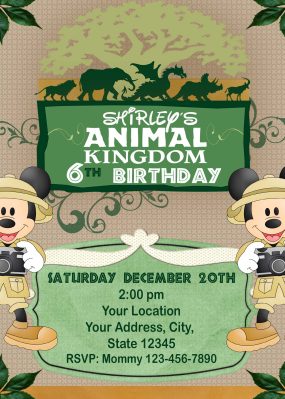 Disney’s Animal Kingdom Birthday Party Invitation 2