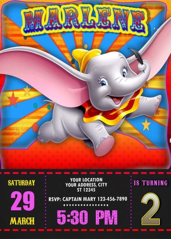 Dumbo Girl Birthday Party Invitation