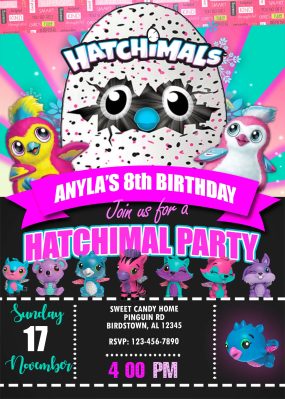 Hatchimals Birthday Party Invitation