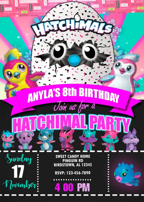 Hatchimals Birthday Party Invitation | Cute Digital Invite