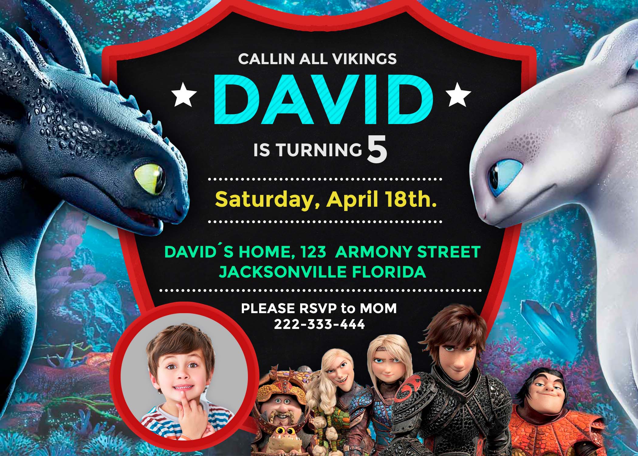 How to Train your Dragon Birthday Invitation Invite