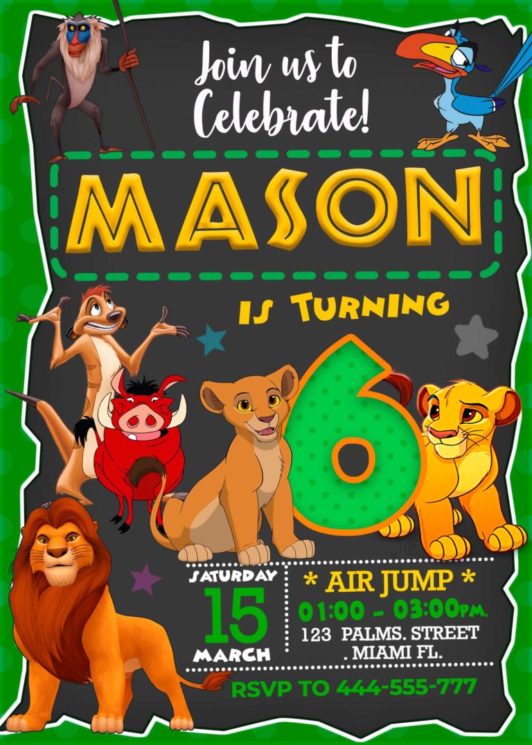 Lion King Birthday Party Invitation | Digital Invite