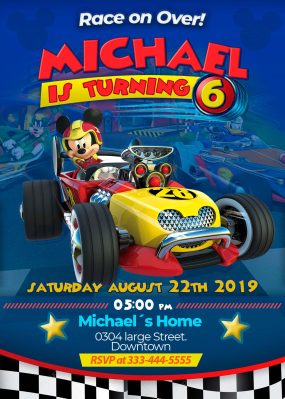 Mickey and the Roadster Racers Birthday Invitation