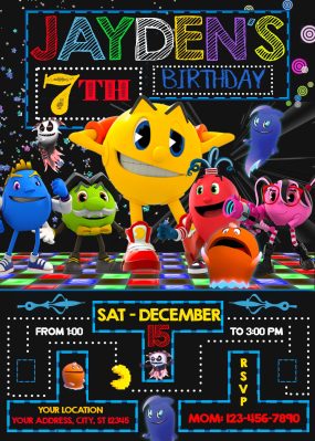 Pacman Birthday Party Invitation