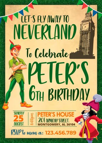 Peter Pan Birthday Party Invitation