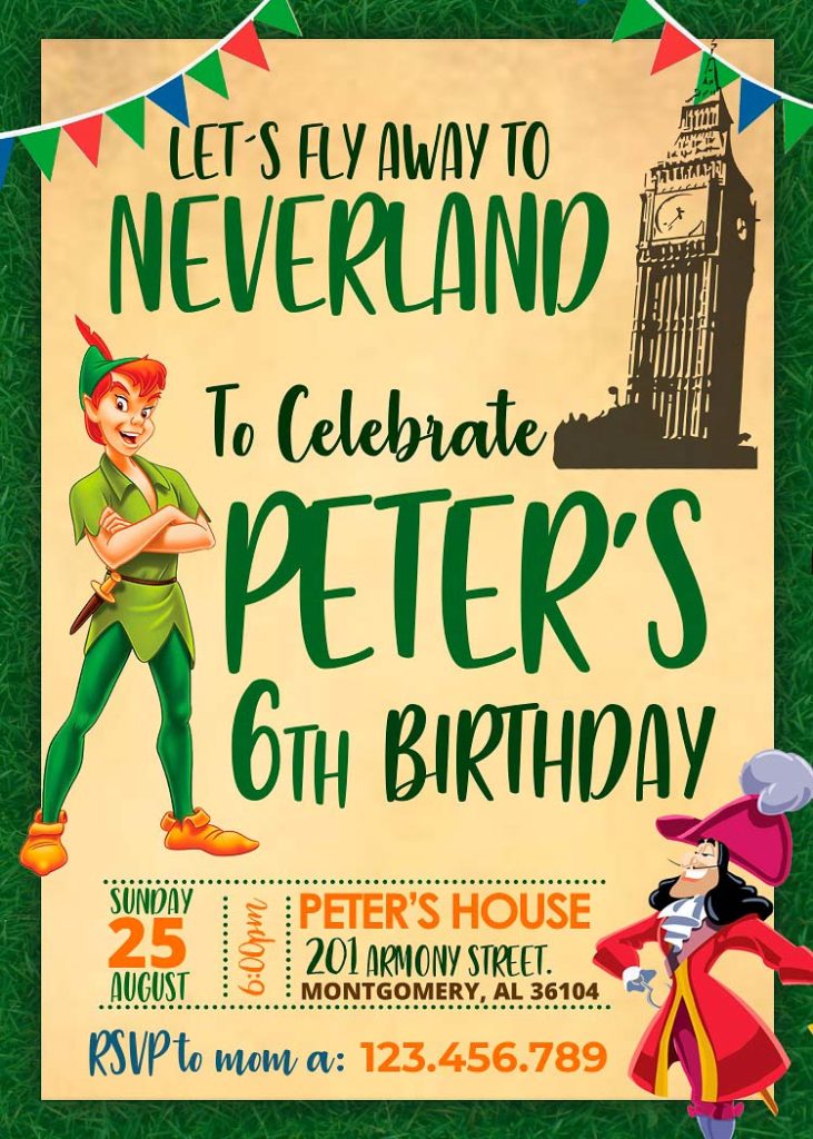 Peter Pan Birthday Party Invitation | Printable Invite