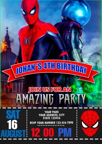 Spider-Man Far From Home Birthday Invitation