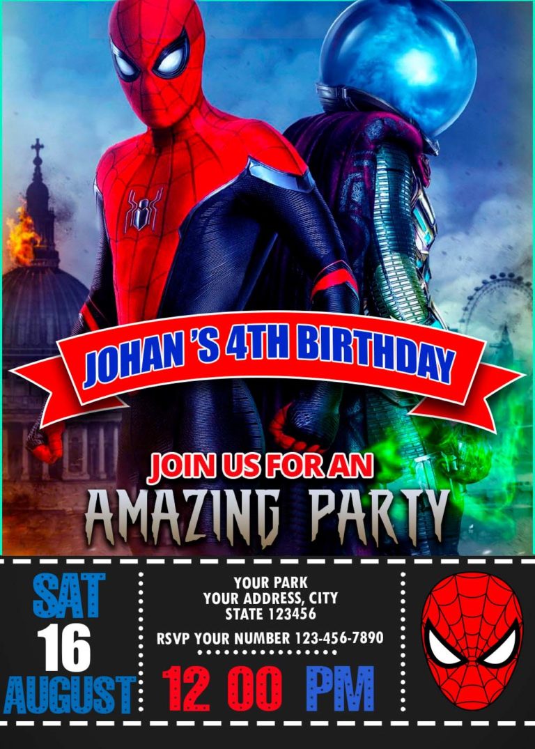 Spider-Man Far From Home Birthday Invitation | Digital Card