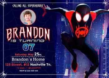 Spider-man Into the Spider-verse Birthday Invitation