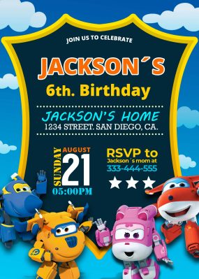 Super Wings Birthday Party Invitation