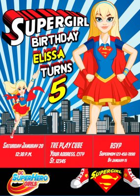 Supergirl Birthday Party Invitation