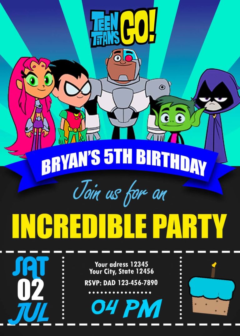 Teen Titans Go Birthday Party Invitation 3 Awesome Invite