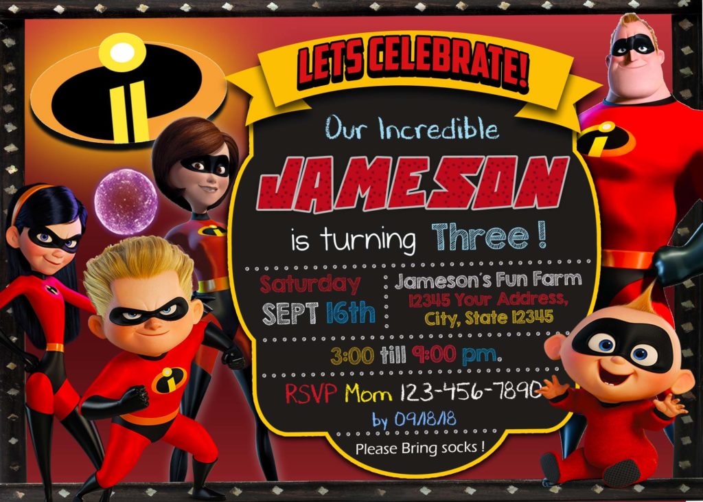 The Incredibles 2 Jack Birthday Invitation | Amazing Invite