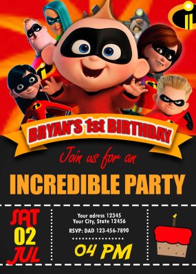 The Incredibles 2 Jack Jack Birthday Invitation 2