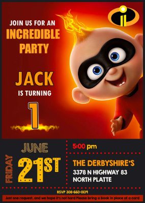 The Incredibles 2 Jack Birthday Invitation