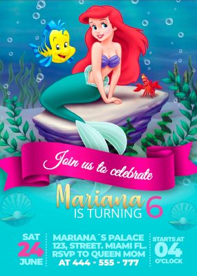 The Little Mermaid Birthday Party Invitation