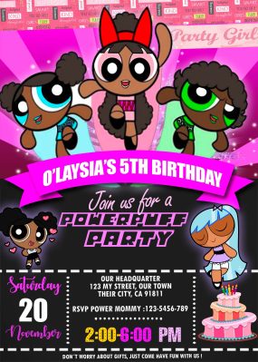 The Powerpuff Girls African Birthday Invitation