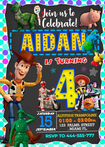 Toy Story 4 Birthday Party Invitation