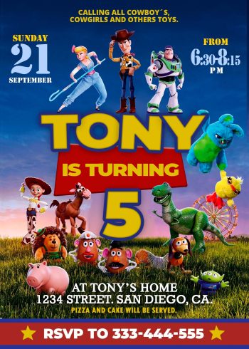 Toy Story 4 Birthday Party Invitation