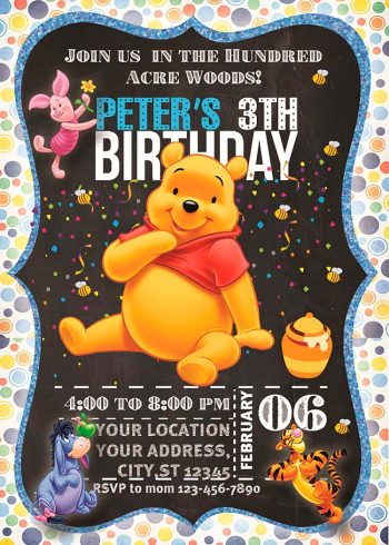 Winnie The Pooh Birthday Party Invitation