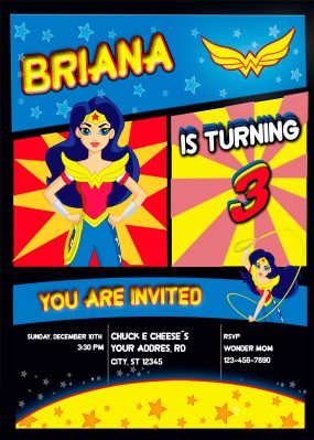 Wonder Woman Birthday Party Invitation