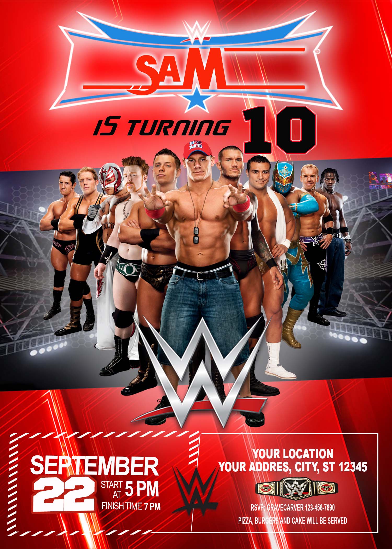 Wrestlemania Birthday Party Invitation Incredible Invite - roblox wrestlemania event