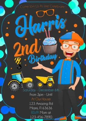 Blippi Birthday Invitation
