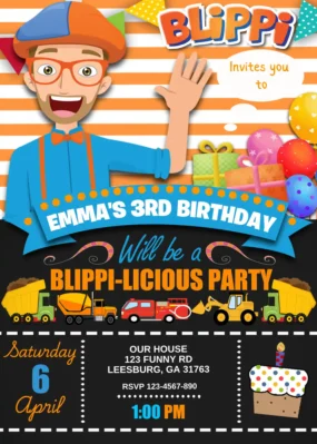 Blippi Birthday Invite