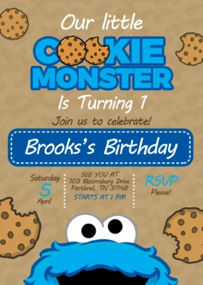 Cookie Monster Birthday Invitation