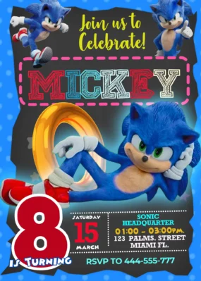 Sonic The Hedgehog Birthday Invite