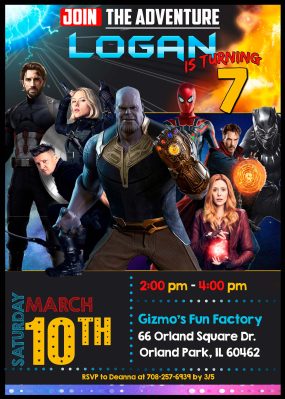 Avengers Infinity War Birthday Party Invitation 2