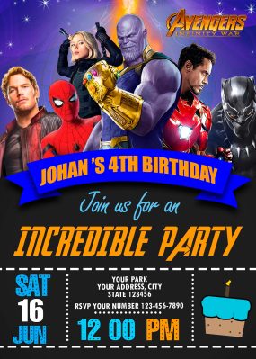 Avengers Infinity War Birthday Party Invitation 3