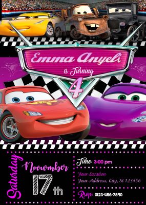 Cars 3 Birthday Party Invitation 2