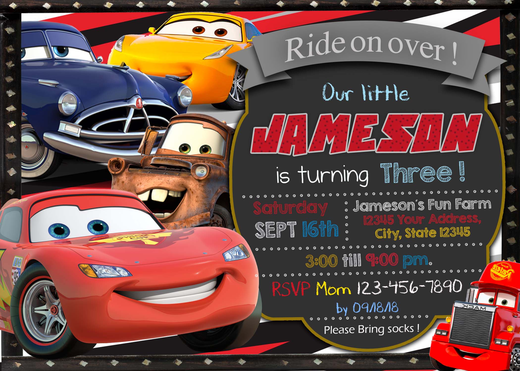 Cars 3 Birthday Party Invitation 3 Awesome Invite