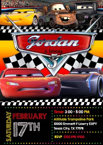 Cars 3 Birthday Party Invitation