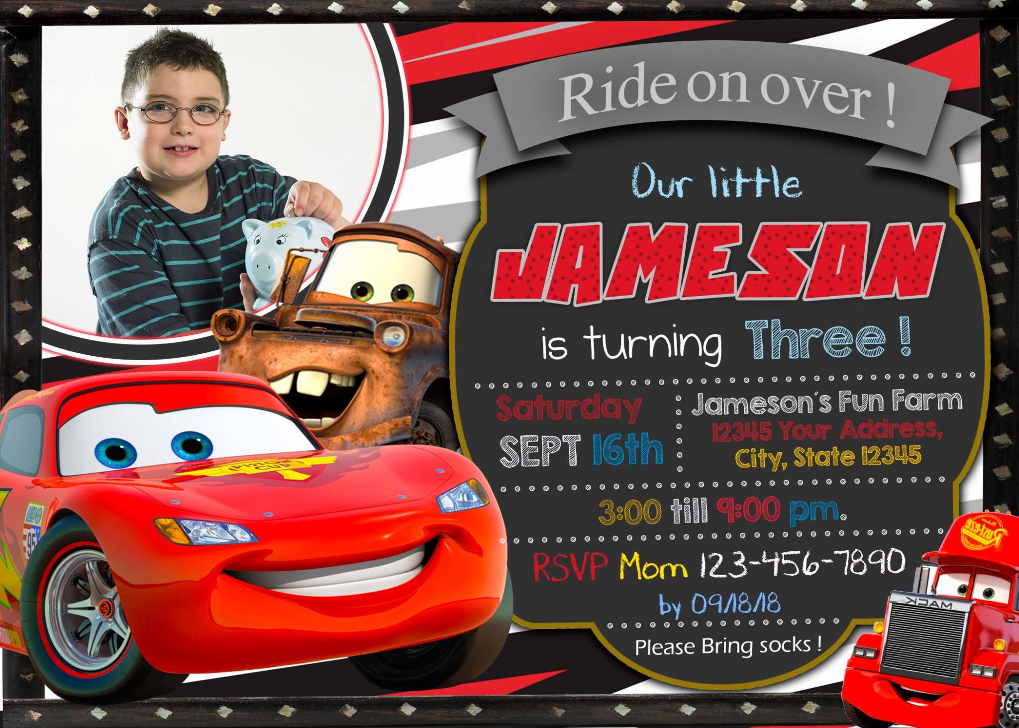 Cars 3 Birthday Party Invitation 4 | Sensational Invite